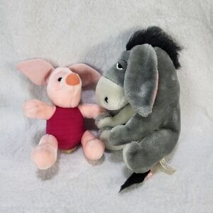 Vintage Disney Eeyore Piglet Plush Set Disneyland Walt Disney World Korea 8"